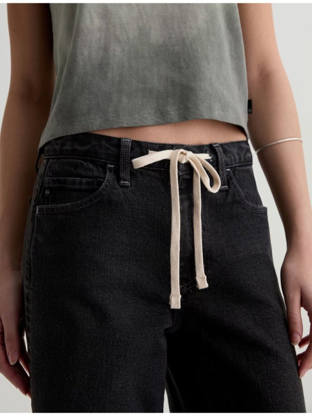 NWT Adriano AG Stella Cinched in Underwater Cove Low Stung Palazzo Jeans 26 - Picture 2 of 11